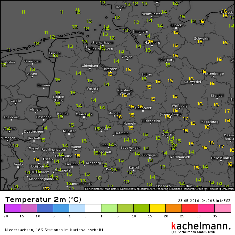 Milde Nacht in der Region