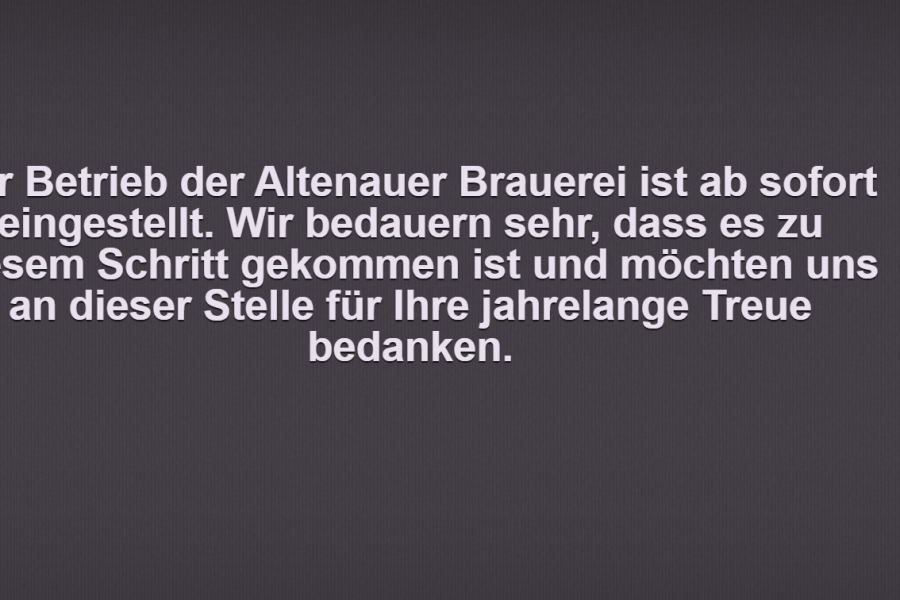 Bei der Altenauer Brauerei war am Dienstagmittag noch dieses Bild auf der Homepage zu sehen. 