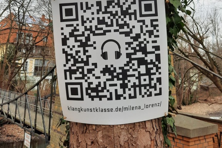 So sehen die QR-Codes aus. Die markieren die Stationen eines Soundwalks. 