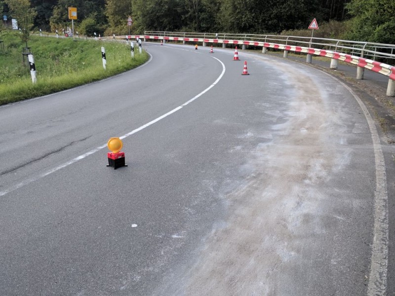 Den Spuren nach zu urteilen, hat der Bus einige Liter Diesel verloren.