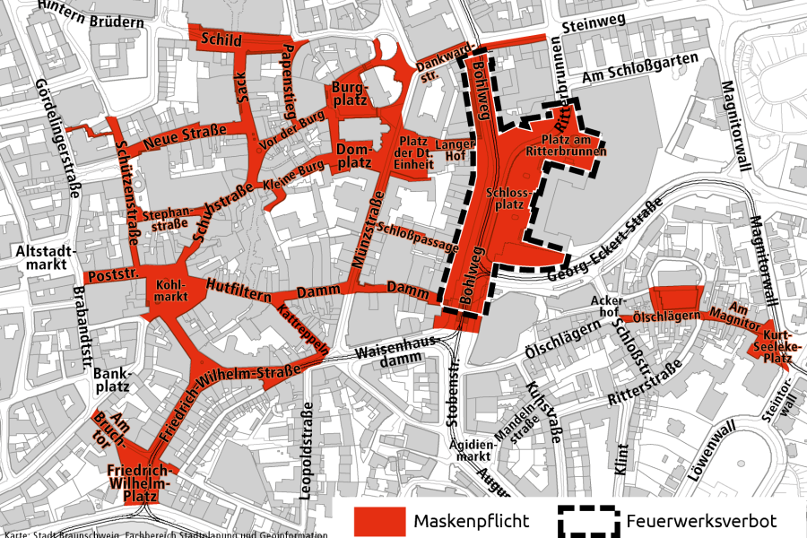 Hier gilt in Braunschweig überall Maskenpflicht!