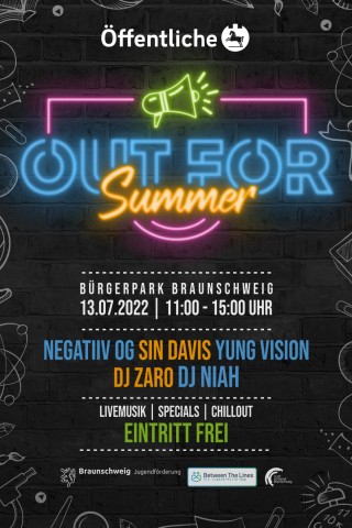 Das offizielle Plakat der „Out for Summer“-Party in Braunschweig!