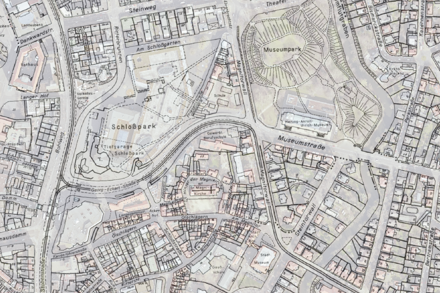 Der Kartenausschnitt zeigt die Stadt Braunschweig im Jahr 1975. 